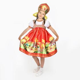 Карнавальный костюм «Русские сказки», платье-сарафан, кокошник, р. 34, рост 134 см