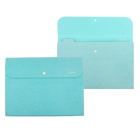 Папка-конверт (картотека) на кнопке 6 отделений, deVENTE "Glitter Shine" A4 (320x230 мм), 400 мкм, фактура "песок" с блестками, сверкающий бирюзовый