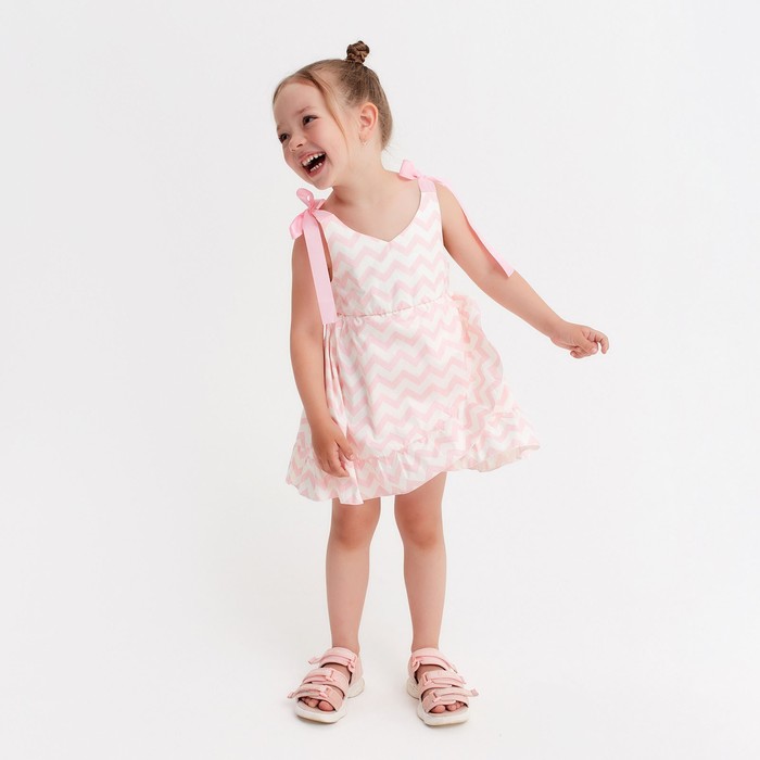 Платье для девочки "Зигзаги", р.36 (134-140), белый/розовый - фото 798638564 Платье для девочки "Зигзаги", р.36 (134-140), белый/розовый - фото 798638564