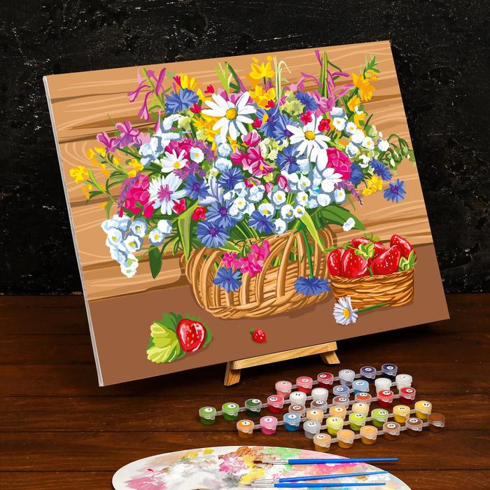 Картина по номерам на холсте с подрамником «Полевые цветы» 40×50 см
