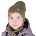 Комплект (шапка,снуд) для мальчика, цвет хаки/звёздочка, размер 54-58 - фото 4691209