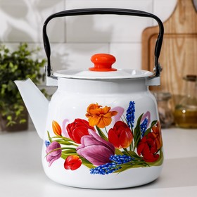 Чайник «Тюльпан Май», 3,5 л, с кнопкой, индукция, цвет белый