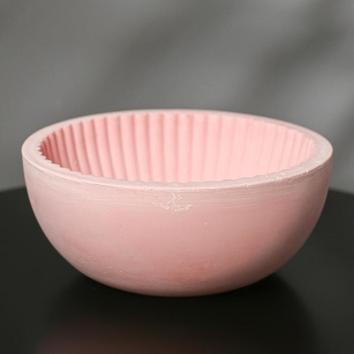 Кашпо круглое из гипса «Эстетика», цвет розовый, 20 × 8.5 см