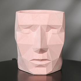 Кашпо полигональное из гипса «Голова», цвет розовый, 16 × 20 см