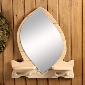 Полка "Лепесток" с зеркалом, 4 крючка, 30×40см