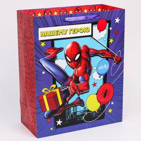 Пакет ламинат вертикальный "С Днем рождения", Человек-паук, 40х49х19 см