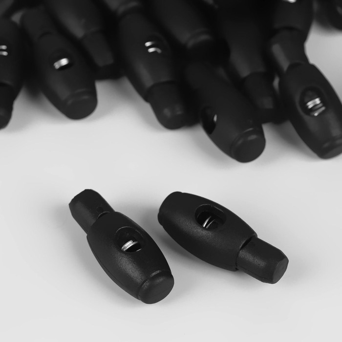 Набор фиксаторов для шнура, d = 6 мм, 2,5 × 1 см, 50 шт, цвет чёрный