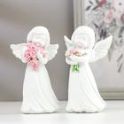Souvenir Polyresin "White angel-girl with armful of roses" MIX 12,5x7,5x7 cm