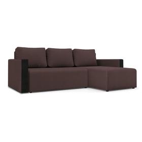 Угловой диван «Алиса 3», еврокнижка, бельевой ящик, велюр, цвет vital java/теоs dark brown