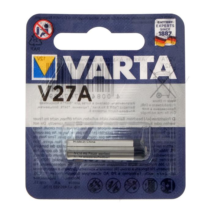 Батарейка алкалиновая Varta Professional, А27 (27A, MN27, V27A)-1BL, 12В, блистер, 1 шт.