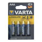 Батарейка алкалиновая Varta LongLife, AAA, LR03-4BL, 1.5В, блистер, 4 шт. 5217290 - фото 11602