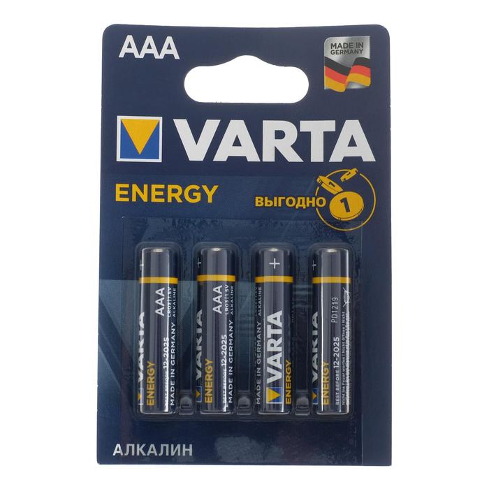 Батарейка алкалиновая Varta Energy, AAA, LR03-4BL, 1.5В, блистер, 4 шт.