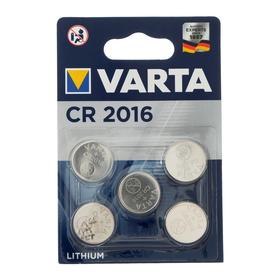 Батарейка литиевая Varta, CR2016-5BL, 3В, блистер, 5 шт. 5217311