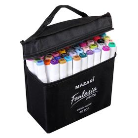 Набор двухсторонних маркеров для скетчинга Mazari Fantasia White, 60 цветов, чехол на молнии