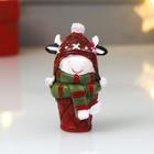 Souvenir Polyresin "Bull in a knit hat" red and green 7.5 cm