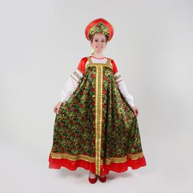 Русский костюм женский «Рябиновые гроздья» платье, кокошник, р-р 46, рост 170