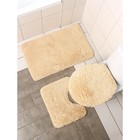 Набор ковриков для ванной и туалета Доляна «Мохнатый», 3 шт: 50×80, 50×40, 43×38 см, цвет бежевый - фото 6678934