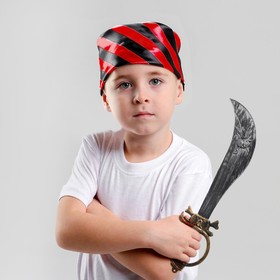 Набор пирата сабля, бандана в чёрно-красную полоску с черепом, р-р: 50×50 см