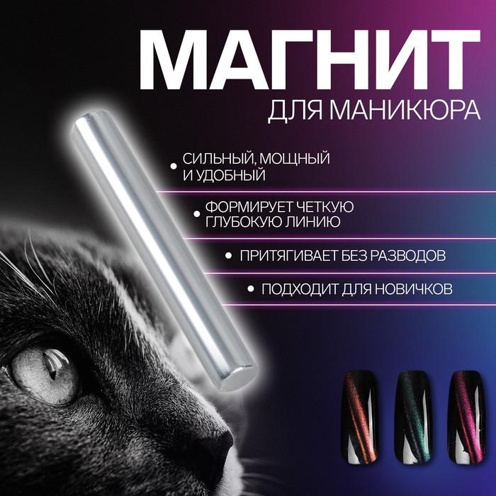 Магнит для лака, 2 × 0,3 см, цвет серебристый