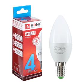 Лампа светодиодная IN HOME LED VC, Е14, 4 Вт, 230 В, 4000 К, 360 Лм