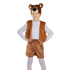 Карнавальный костюм «Бурый медвежонок», маска-шапочка, жилет, шорты, рост 122-128 см - фото 107105976
