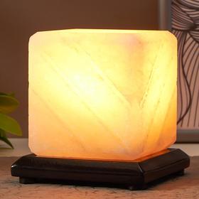 Соляной светильник с диммером  "Куб-арома" Е14 15Вт 1-2 кг белая соль 11х11х12 см