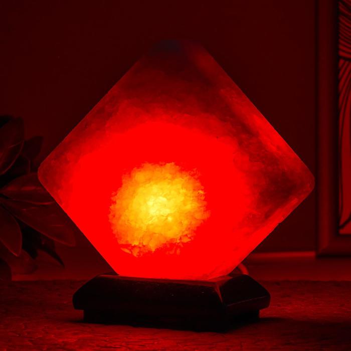 Соляной светильник  "Кубик" LED (диод цветной) USB белая соль 10х9х7 см - фото 562575