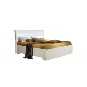 Кровать с настилом «Мона» 06.297, 1600 × 2000 мм, вудлайн кремовый / кожзам крокодил белый
