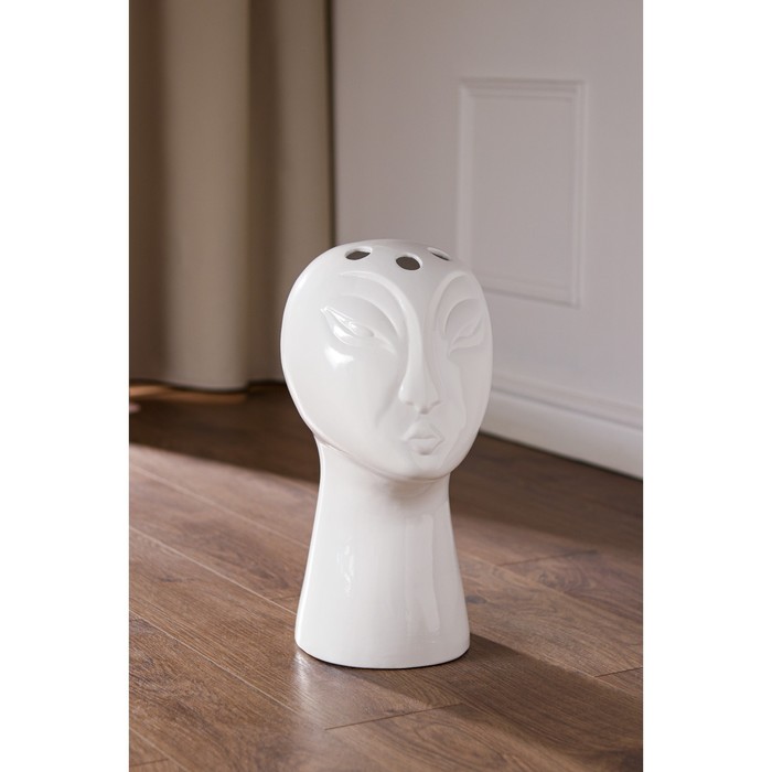 Ваза керамическая "Голова", напольная, 2 предмета, глянец, белая, 44 см - фото 8705981