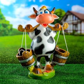 Садовая фигура "Корова" с двумя кашпо, 50х40см