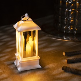 Фигура светодиодная "Фонарь белый с тремя свечами", 13х5.5х5.5 см, от бат. 3хLR44, ТЁПЛОЕ БЕЛОЕ