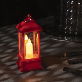Фигура светодиодная "Фонарь красный с 1 свечой", 13х5.5х5.5 см, от бат. 3хLR44, Т/БЕЛЫЙ