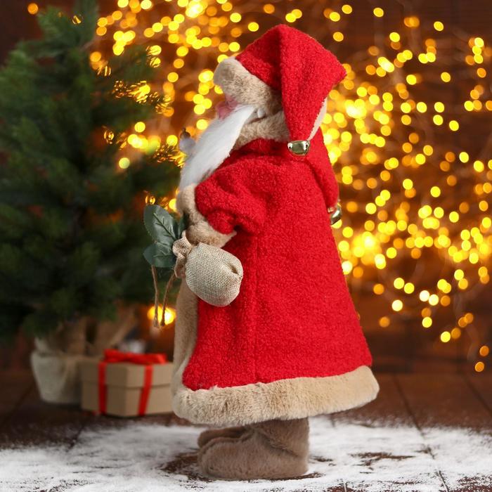 5036049. Дед Мороз "в красной шубке в ёлочках с подарками", свет 15х30 см 5036043. Дед Мороз "в красной шубке с подарками" двигается, 43 см.