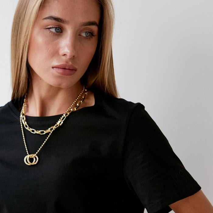 Кулон "Цепь" два кольца, карабин, цвет золото, L=45 см - фото 798698415