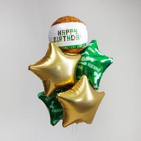 Букет из фольгированных шаров «С Днём рождения. Пиксели», набор 5 шт.