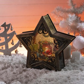 Фигура светодиодная звезда "Дед Мороз с подарками", 26х7х26 см, USB, музыка, Т/БЕЛЫЙ