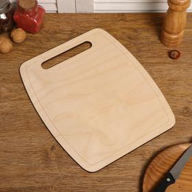 Double-sided chopping board with blood drain, barrel, handle cutout, 30 × 25 × 0.6 cm