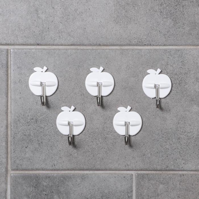 Набор крючков на липучке «Фрукты» 5 шт, форма МИКС, цвет белый - фото 798706273