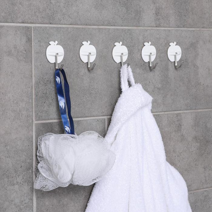 Набор крючков на липучке «Фрукты» 5 шт, форма МИКС, цвет белый - фото 798706274