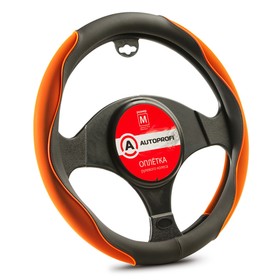 Оплётка руля "AUTOPROFI", материал Soft-touch + 2 вставки из синтетического нубука, черно-коричневый, размер M 5137670
