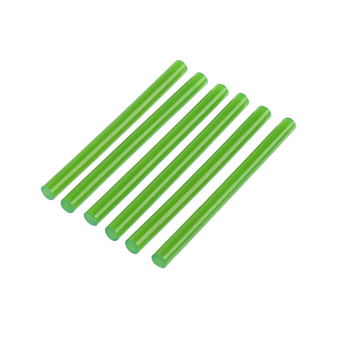 Клеевые стержни TUNDRA, 7 х 100 мм, зеленые, 6 шт.