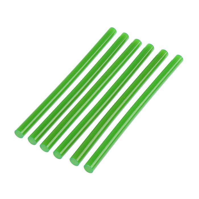 Клеевые стержни TUNDRA, 11 х 200 мм, зеленые, 6 шт.