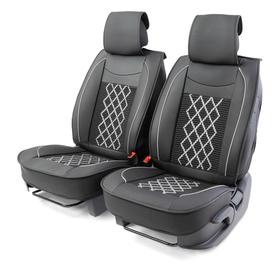 Каркасные накидки на передние сиденья Car Performance, 2 шт, экокожа, черно-серый 5137651
