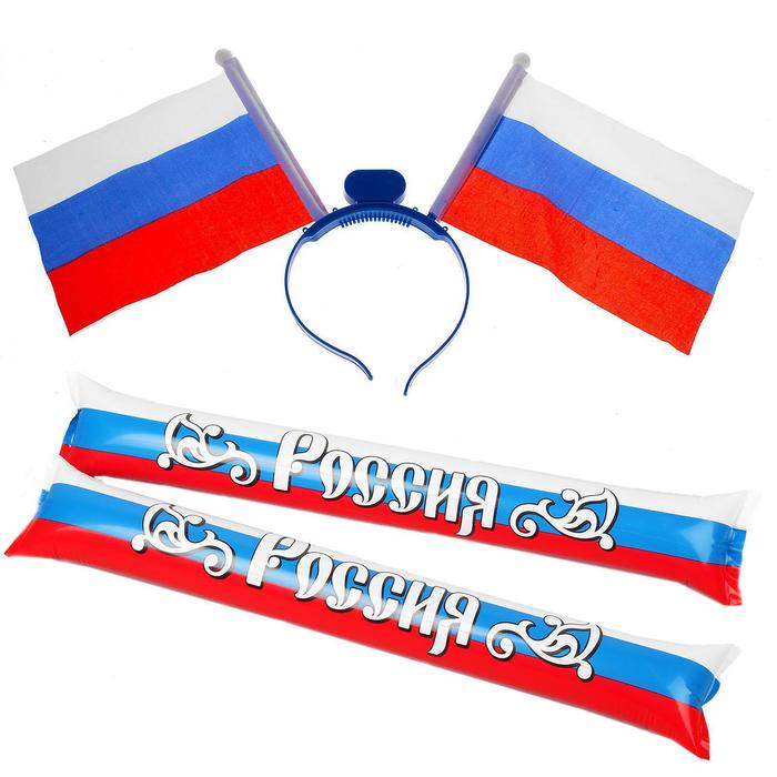 Набор «Люблю Россию», 2 предмета: световой ободок-флаг, палка-стучалка болельщика 60 см