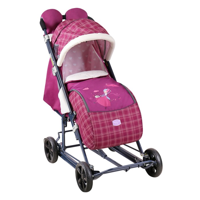 Санки-коляска «Ника детям 8-2», цвет вишневый в клетку