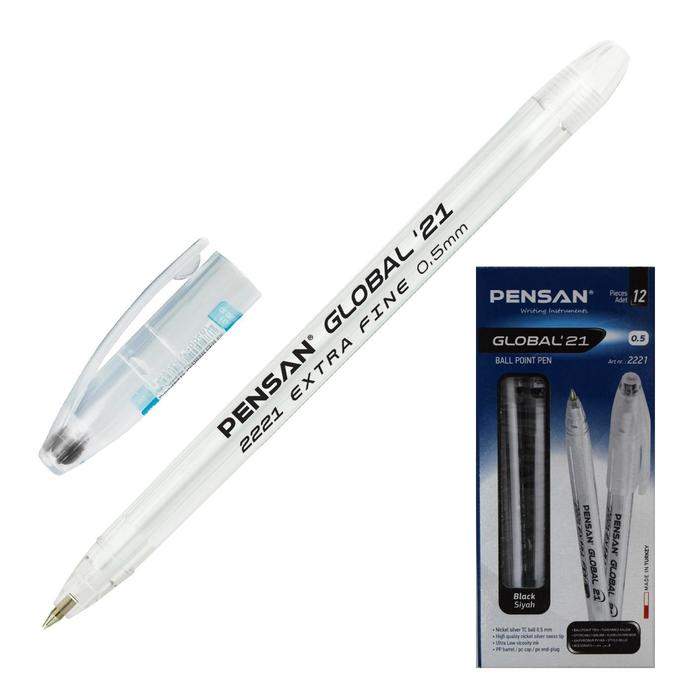 Ручка шариковая масляная Pensan "Global-21", чернила черные, корпус прозрачный, узел 0,5 мм, линия письма 0,3 мм - фото 942543