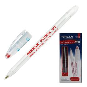 Ручка шариковая масляная Pensan "Global-21", чернила красные, корпус прозрачный, узел 0,5 мм, линия письма 0,3 мм