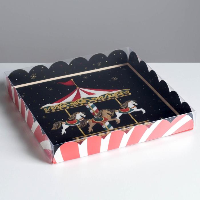 Коробка для кондитерских изделий с PVC крышкой Happy New Year!, 21 × 21 × 3 см