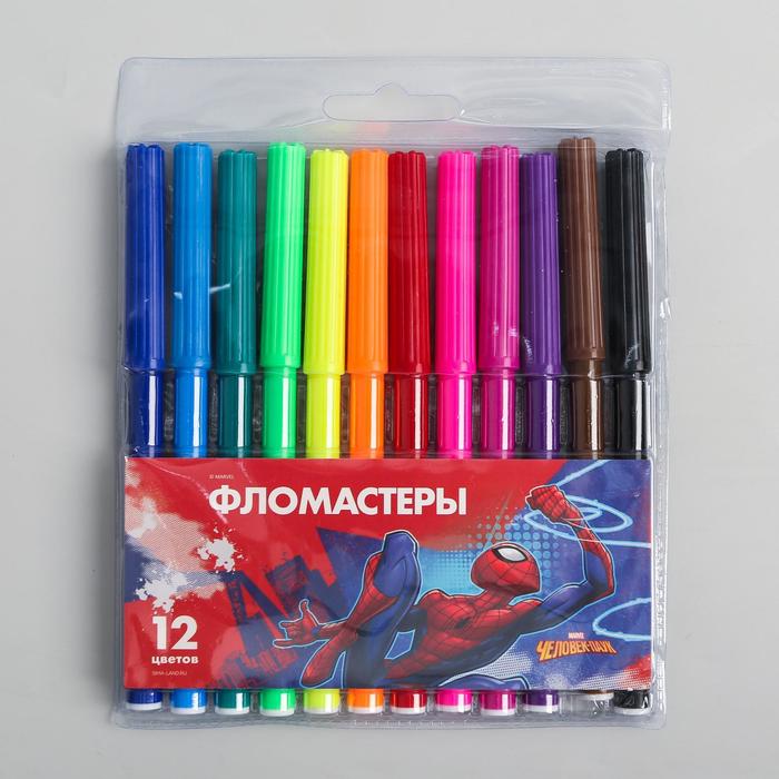 Фломастеры, 12 цветов, Человек-паук
