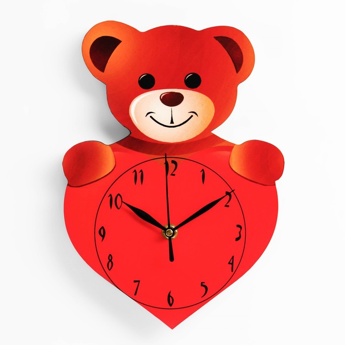 Часы настенные "Медвежонок с сердечком", 27х19 см,  плавный ход, стрелки микс